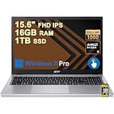 Acer Aspire 3 Business Laptop 15.6" FHD IPS Touchscreen AMD Quad-core Ryzen 5 7520U 16GB RAM 1TB SSD Type-C Long-Lasting Battery Win11Pro ICP Hub