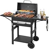 Charcoal Grills Outdoor BBQ Grill with 2 Side Table,Barbecue Grill Smoker with 343 Sq.in.Cooking Area for Outdoor Cooking Backyard Camping Picnics Beach by DNKMOR