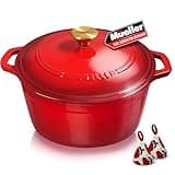 Mueller 6 Qt Enameled Cast Iron Dutch Oven, Heavy-Duty Casserole Dish and Braiser Pan with Lid and Stainless Knob, Safe for All Cooktops
