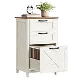 VASAGLE File Cabinet, 3-Drawer Filing Cabinet for Home Office, Modern Farmhouse, Adjustable Hanging Rail for A4 Letter Files, Printer Stand, Study Bedroom, Rustic White and Honey Brown UOFC087WJ02S