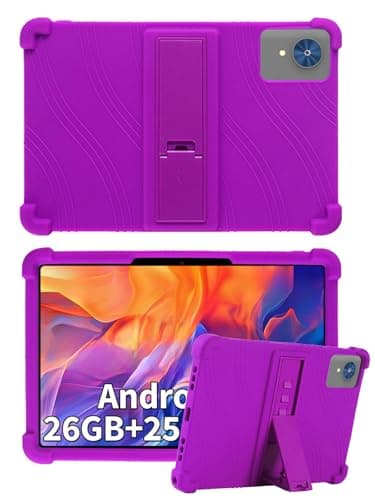 Case for Relndoo P60 Android 15 Tablet 10 Inch, FJIASTB Soft Silicone Kids Friendly Protective Cover with Adjustable Stand, Drop-Proof (Purple)