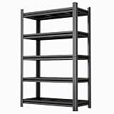 BIGTO 5 Tier Storage Shelves, 2200LBS Adjustable Metal Shelving Unit, Black 39.4"*19.7"*63" Home Furniture