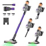 COTIAR Cordless Vacuum Cleaner,Vacuum Cleaners for Home,550W 45KPa 65Mins Powerful Stick Vacuum with Green Light, Wireless Vacumm, Rechargeable Vacuum for Pet Hair/Carpet/Hardwood Floor,Purple