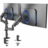 VIVO 17 to 32 inch Dual Mechanical Monitor Mount, 2 Tension Spring Arms, Adjustable Swivel, Rotation, Heavy Duty VESA Desk Stand with C-clamp, Grommet, Max VESA 100x100, Black, STAND-V002K