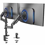 VIVO 17 to 32 inch Dual Mechanical Monitor Mount, 2 Tension Spring Arms, Adjustable Swivel, Rotation, Heavy Duty VESA Desk Stand with C-clamp, Grommet, Max VESA 100x100, Black, STAND-V002K