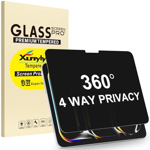 XunyLyee 360° 4 Way Privacy Screen Protector for iPad Pro 11 inch M5 M4 (6th&5th Generation, 2025/2024), 360 Degree Anti-Spy Tempered Glass Film, Apple Pencil Support, Case Friendly