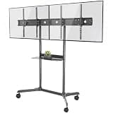 VIVO Ultra Heavy-Duty Mobile Dual TV Cart, 55 inch Dual TV Stand up to 176 lbs Capacity, for Flat and Curved Displays, Shelf and 4 Lockable Casters, Max VESA 600x600, Black, STAND-TV255H