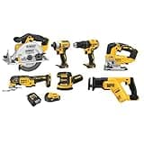 DEWALT 20V MAX 7-Tool Combo Kit, Includes Cordless Drill, Impact Driver, Reciprocating Saw, Circular Saw, Oscillating Tool, Random Orbital Sander, Jigsaw, 5Ah Battery and Charger (DCK751P1)