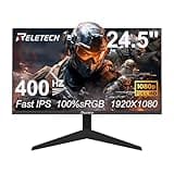 Reletech 24.5 Inch 400Hz Gaming Monitor, FHD 1080P Computer Monitor,1MS, Fast IPS,FreeSync Compatible, HDR Supports 100% sRGB 2*DisplayPort & 2*HDMI, VESA75*75mm (GT25 Sniper)