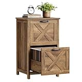VASAGLE File Cabinet, 2-Drawer Filing Cabinet for Home Office, Modern Farmhouse, Adjustable Hanging Rail for A4 Letter Files, Printer Stand, Study Bedroom, Honey Brown UOFC086KB01S