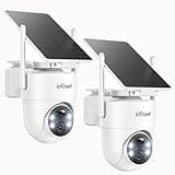 ieGeek 2 Pack S5 Solar Security Cameras Wireless Outdoor – 2K 3MP WiFi Camera with Removable Solar Panel, 360° Pan Tilt, Color Night Vision, AI Detection, 2-Way Audio, IP65 for Home Security