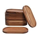 CTYSZZA 12 Pcs Acacia Wood Serving Tray, Cheese Board Oval Charcuterie Platter Christmas Dinner Plates Bulk Wooden Server Platter for Dessert Snack Bread Fruit Appetizer Dishes (12, 10 * 5 * 0.78in)