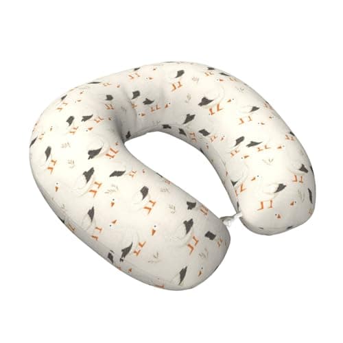 Cute White Goose Print Travel Neck Pillow for Airplanes, Memory Foam Neck Pillow for Traveling/Sleeping,U Shaped Plane for Sleeping for Traveling, Car, Train, Travel Accessories