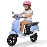 Leistooyfan Kids Electric Motorcycle, 250W 24V Electric Motorcycle for Kids 8-12 with Twist Throttle, LED Light, 12-inch Pneumatic Tires – Max Speed 10MPH, Ride on Moped for Kids Girls Boys, Blue