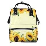 Pioyoku Sunflowers On A Yellow Background Print Diaper Bag Backpack -Multifunction Travel Baby Diaper Bag,Baby Bags For Girls Boys