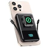 Magnetic Portable Charger for iPhone with Built-in Cable,10800mAh Wireless Power Bank for Magsafe Travel Essential,6-in-1 25W PD Fast Charging USB C Battery Pack for iPhone 17/16/15/14/13, Apple Watch