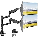 PEGZONE Stacking Dual Monitor Arm for Ultrawide Heavy Duty Curved Monitor.Black
