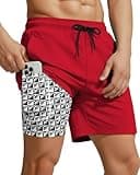 7 Inch Men Swim Trunks mid-thigh Compression Liner Quick Dry Swimwear Bikini Swimsuit Bathing Suit Water Shorts Beach Trip Essentials Summer Vacation Must Have Travel Need Gear Gift Item Gadget 2025