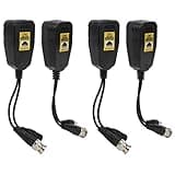 Compatible with 4PCS HD Video Balun Set for CCTV, CVI TVI AHD CVBS, 12V 48V, Thunder Transient Current Protection, ABS Housing Security System Accessories