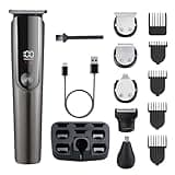 Electric Hair Clippers 5-in-1 Grooming Kit for Men, LCD Display, Type-C Charging, Three-Speed Modes, Steel Blades, 120 Min Runtime, for Home & Salon Use