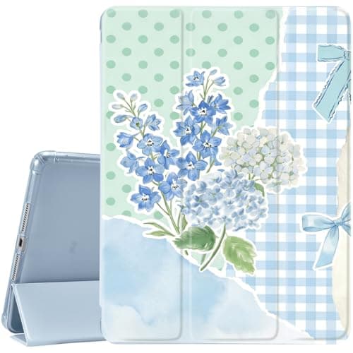 JOYLAND Blue Plaid Polka Dot Floral Case for iPad A16 11th Generation Case 11 Inch 2025/iPad 10th Gen 2022 10.12 inch with Pencil Holder,Trifold Stand Protective Cover with Soft TPU Back,Blue