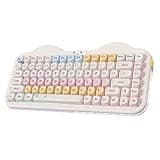 YUNZII C75 Wireless Mechanical Keyboard,75% Layout, Hot-Swappable NKRO,BT5.0/2.4G/USB-C Mode,Dye-Sub PBT MOA Keycaps,RGB Gasket Mount,Cute Cake Design for Mac/Win/Gaming (Beige, Candy Switch)