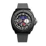 FTEOXLC 50mm Vintage Concept 9120 Automatic Mechanical Men Watches Black Stainless Steel Sapphire Crystal Rubber Strap Sports Big Watch (V 2)