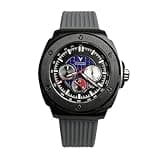 FTEOXLC 50mm Vintage Concept 9120 Automatic Mechanical Men Watches Black Stainless Steel Sapphire Crystal Rubber Strap Sports Big Watch (V 2)