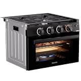 FOGATTI RV Stove Oven Combo 17 In Gas-fired Range with 3 Burners Cooktop, 28,100 BTU/Hr, Propane Oven, Pulse Ignition, For RV Tiny House Wooden Cabin Yachts