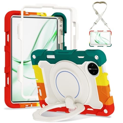 TIANDAFEIJIUA Kids Case for Huawei MatePad Mini 8.8" Tablet Cover,Heavy Duty Shockproof TPU Case Kickstand Rugged Protective Case with Shoulder Strap(Vermelho)