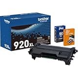 Brother Genuine TN920XL Black High Yield Toner Cartridge, Up to 6,000 Pages, Bundle with Deco Essentials Printer eBook for HL-L5210DW, MFC-L5710DW, HL-L6210DW, HL-L5210DN