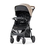 Chicco Bravino Plus Lightweight Stroller, Compact Travel Stroller, All-Wheel Suspension, Lie-Flat Pramette Seat, UPF 50+ Canopy, Compatible with KeyFit Infant Car Seats | Oat/Beige