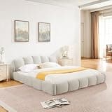 KEIKI Queen Size Chenille Upholstered Platform Bed Frame