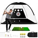 KANAD Golf Net 10x7ft Golf Practice Net for Backyard Driving & Chipping, Golf Hitting Net with Tri-Turf Hitting Mat & Targets, Indoor Outdoor Golf Swing Training Equipment, Gifts for Men Golf Lovers