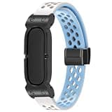 Replacement Band Compatible for Google Fitbit Air, Breathable Soft Silicone Strap, Waterproof Sport Watch band, Durable Magnetic Buckle Wristband (Grey+Blue)