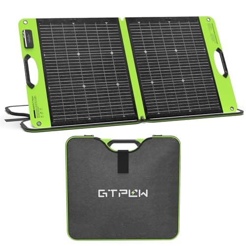 GTPOW 100W Bifacial Portable Solar Panel for Jackery, Anker, Bluetti Power Stations, 24V Foldable Solar Charger with IP67 Waterproof, 25% Efficiency, Dual USB-A, USB-C, DC for Outdoor Camping, RV