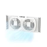 Comfort Zone Twin Window Fan with Reversible Airflow Control, 9 inch, Auto-Locking Expanders, 2 Speed Fan, Dual Fan, Exhaust, Airflow 9.84 ft/sec, Ideal for Home, Kitchen, Bedroom & Office, CZ319WT