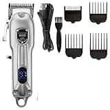 EENVDFDVF Hair Clippers Pro Clipper Professional Barbershop LED Adjustable Clippe Trimmer Cutting Machine Electric Salon Taper Lever Mens(Silver)