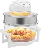 17.9qt Glass Air Fryer With Turbo Heating, 360° View, Temperature Control, Expansion Ring & Grill, Healthy Cooking, White Air Fryer For Family Meals
