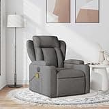 KHNLGFR Massage Recliner Chair Dark Gray Fabric with 6-Point Vibration Massage, Manual Reclining to 135 Degrees, Dual Cup Holders and Side Pocket, Sturdy Plywood and Metal Frame Supports