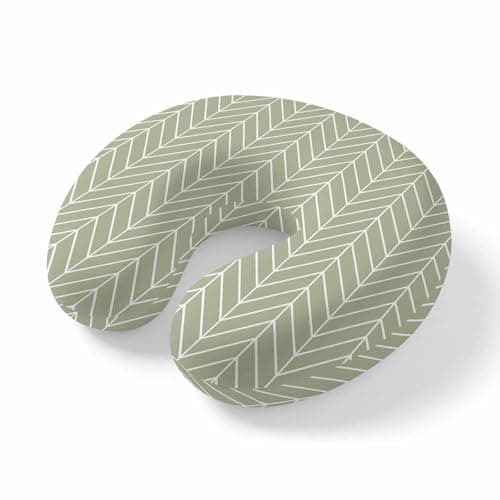 ZFUNCING Travel Pillows U-Shaped Neck Pillow Sage Green Chevron Pattern Ergonomic Memory Foam Pillow Head Cushion,Modern Geometric Art Soft Portable Neck Pillows for Office Airplane Car Train