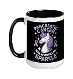 Pancreatic Cancer Will Never Dull My Sparkle Ceramic Mug, Black/White, 15oz