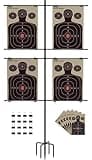 Ardier Adjustable 5-Prong Base Shooting Target Stand, Portable Steel Target Holder with 16 Clips & Paper, Hunting & Shooting Accessories for Firearms, BB Guns, Airsoft and Rifle Practice
