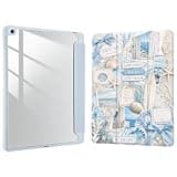 Joyland Case for iPad 6th/5th Generation 9.7 Inch 2018/2017 with Pencil Holder,Blue Ocean Poster Shockproof Cover Transparent Acrylic Back Shell Auto Wake/Sleep,Blue