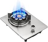 Built-in Gas Hob Burner, Explosion-proof Tempered Glass, Easy Clean, Compatible with Natural and Propane, Ideal for Wok Cooking(A,LPG)