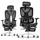 FLEXISPOT ErgoX Premium Ergonomic Office Chair with Footrest - Adjustable 3D Armrests, Dynamic Lumbar Support, Recline & Tilt Function, Mesh Seat, for Home & Office Use, Black