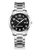 CIVO Silver Analog Watches for Men: Waterproof Quartz Stainless Steel Large Numbers Wristwatch with Luminous Hands Date - Easy to Read for Seniors Low Vision Gifts for Him