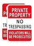 Lianghwa Signs (2 Pack) 18"x12" Reflective Metal No Trespassing Sign for Private Property Outdoor, Heavy-duty Aluminum Keep Out Sign, Rust-free & Weather-resistant, Easy to Mount