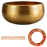 Tibetan Singing Bowl Set, Brass Meditation Sound Bowl, Handcrafted in Nepal, Wooden Mallet and Cushion Included, For Meditation, Yoga, and Sound Wellness