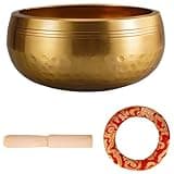 Tibetan Singing Bowl Set, Handcrafted Brass Sound Bowl for Meditation and Sound Wellness, Made in Nepal, Includes Wooden Mallet and Cushion, Suitable for Yoga Practices